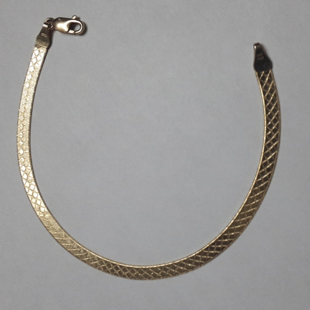 14K Solid Gold Herringbone Bracelet